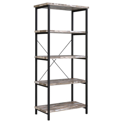 Kemper 4-shelf Bookcase Salvaged Cabin and Black