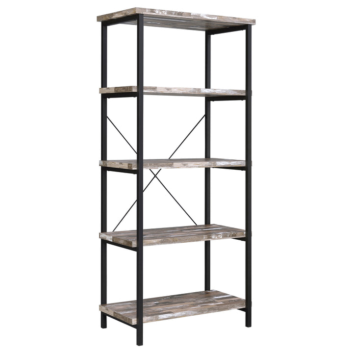 Kemper 4-shelf Bookcase Salvaged Cabin and Black