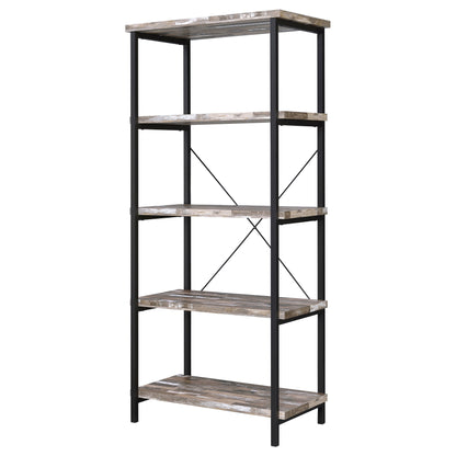 Kemper 4-shelf Bookcase Salvaged Cabin and Black