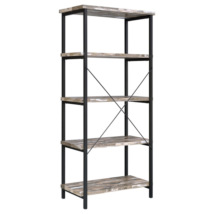 Kemper 4-shelf Bookcase Salvaged Cabin and Black