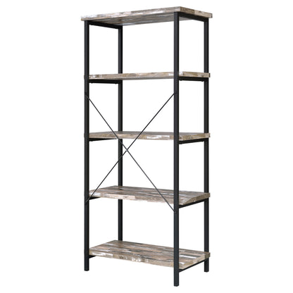 Kemper 4-shelf Bookcase Salvaged Cabin and Black