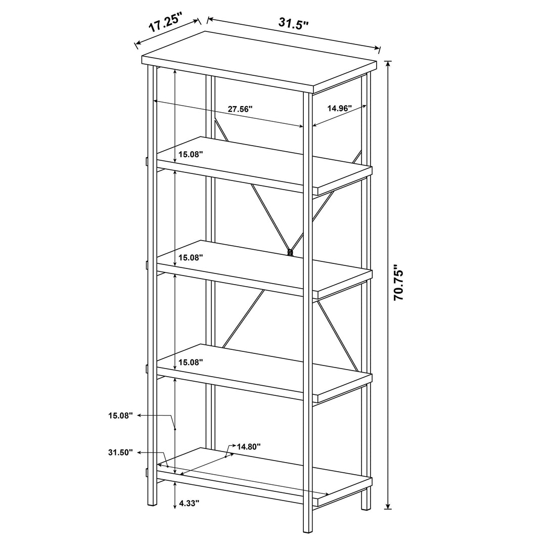 Kemper 4-shelf Bookcase Salvaged Cabin and Black