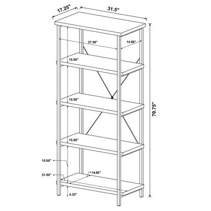 Kemper 4-shelf Bookcase Salvaged Cabin and Black