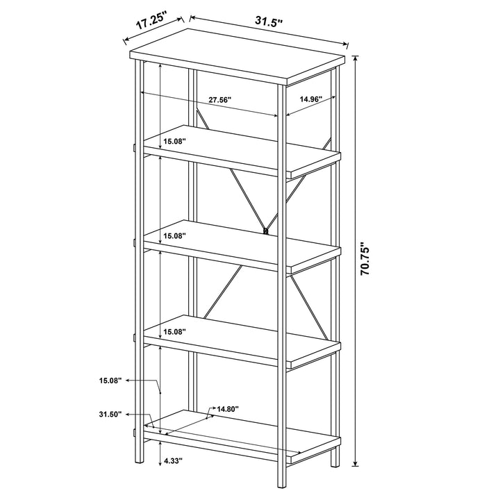 Kemper 4-shelf Bookcase Salvaged Cabin and Black