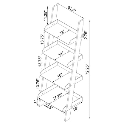 Amaturo 4-shelf Ladder Bookcase Clear