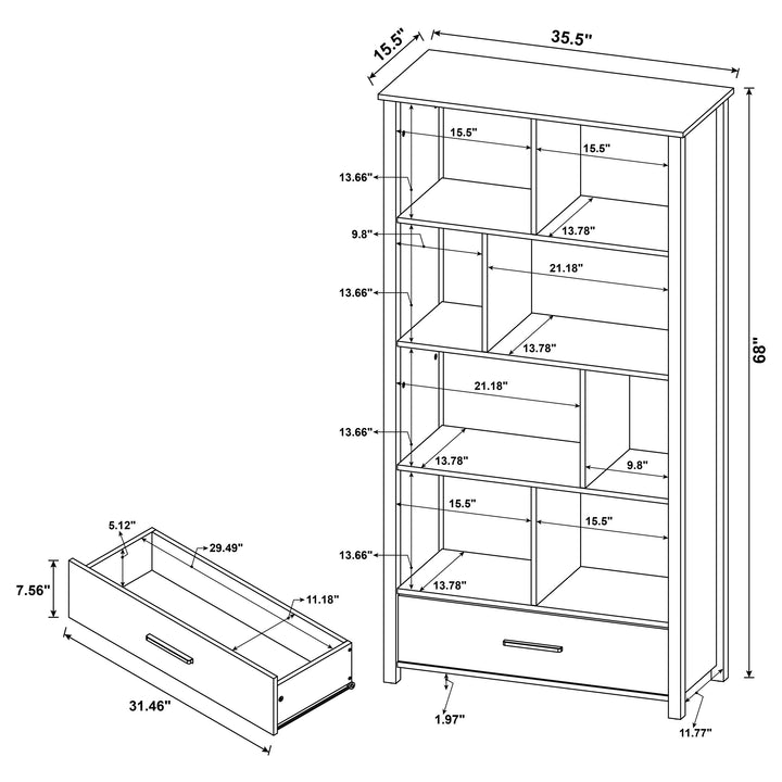 Dylan Rectangular 8-shelf Bookcase