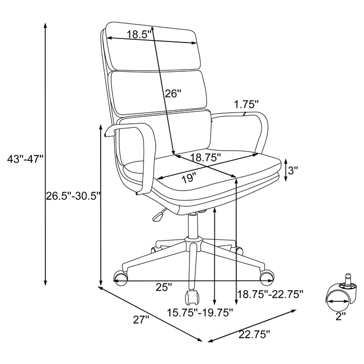 Ximena High Back Upholstered Office Chair Grey