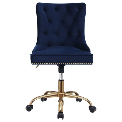 Bowie Upholstered Office Chair with Nailhead Blue and Brass