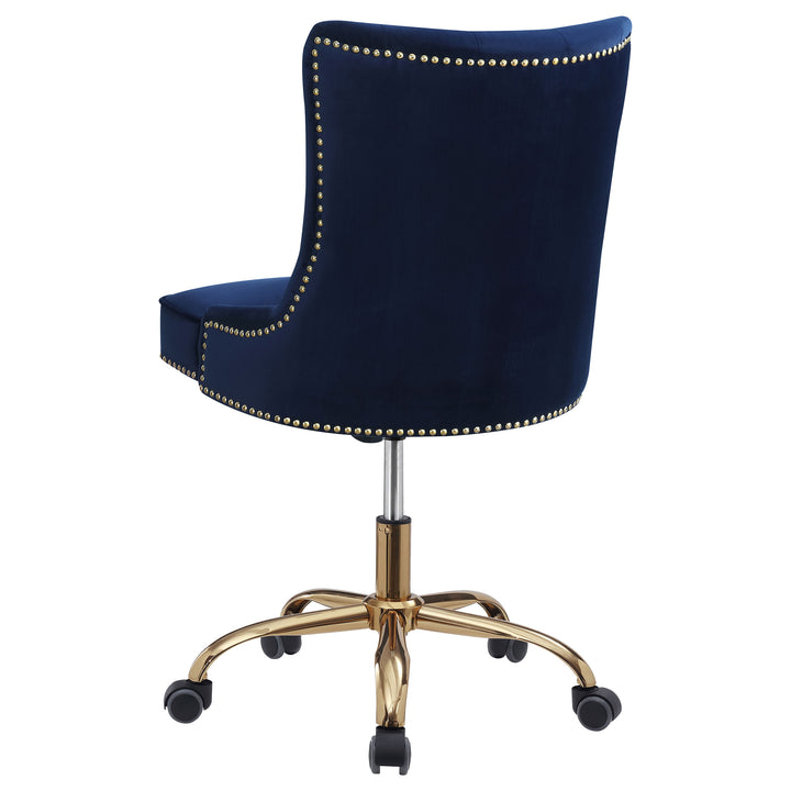 Bowie Upholstered Office Chair with Nailhead Blue and Brass