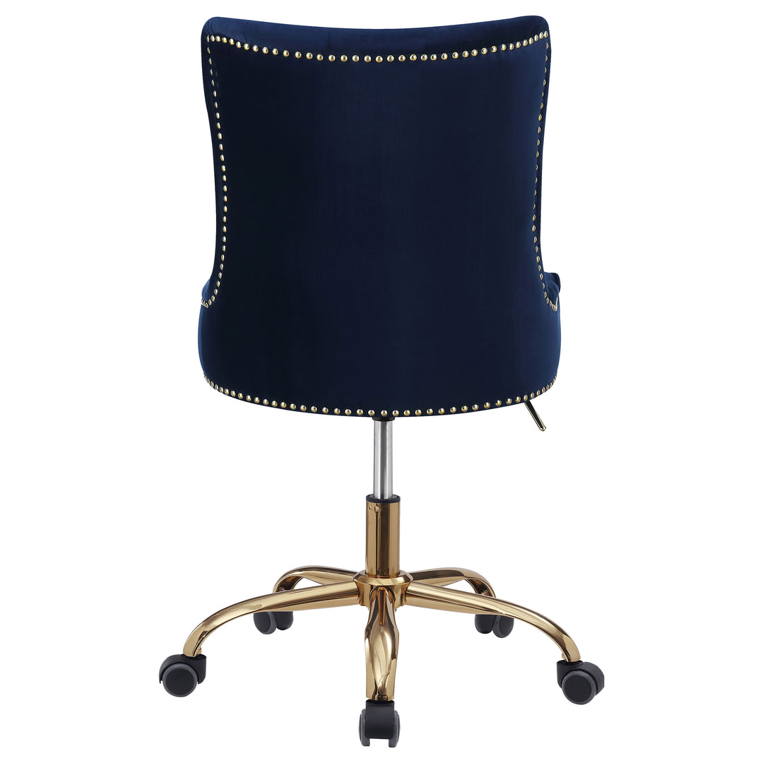 Bowie Upholstered Office Chair with Nailhead Blue and Brass