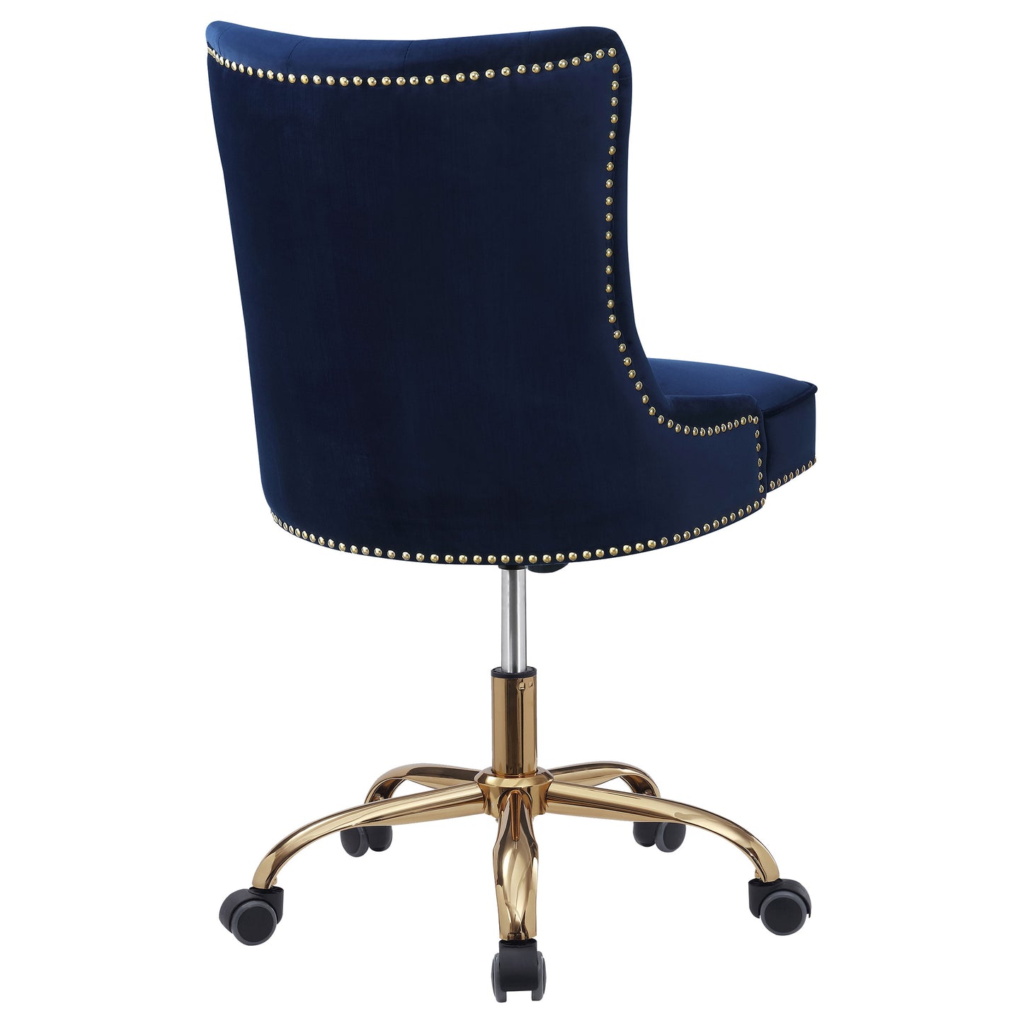 Bowie Upholstered Office Chair with Nailhead Blue and Brass