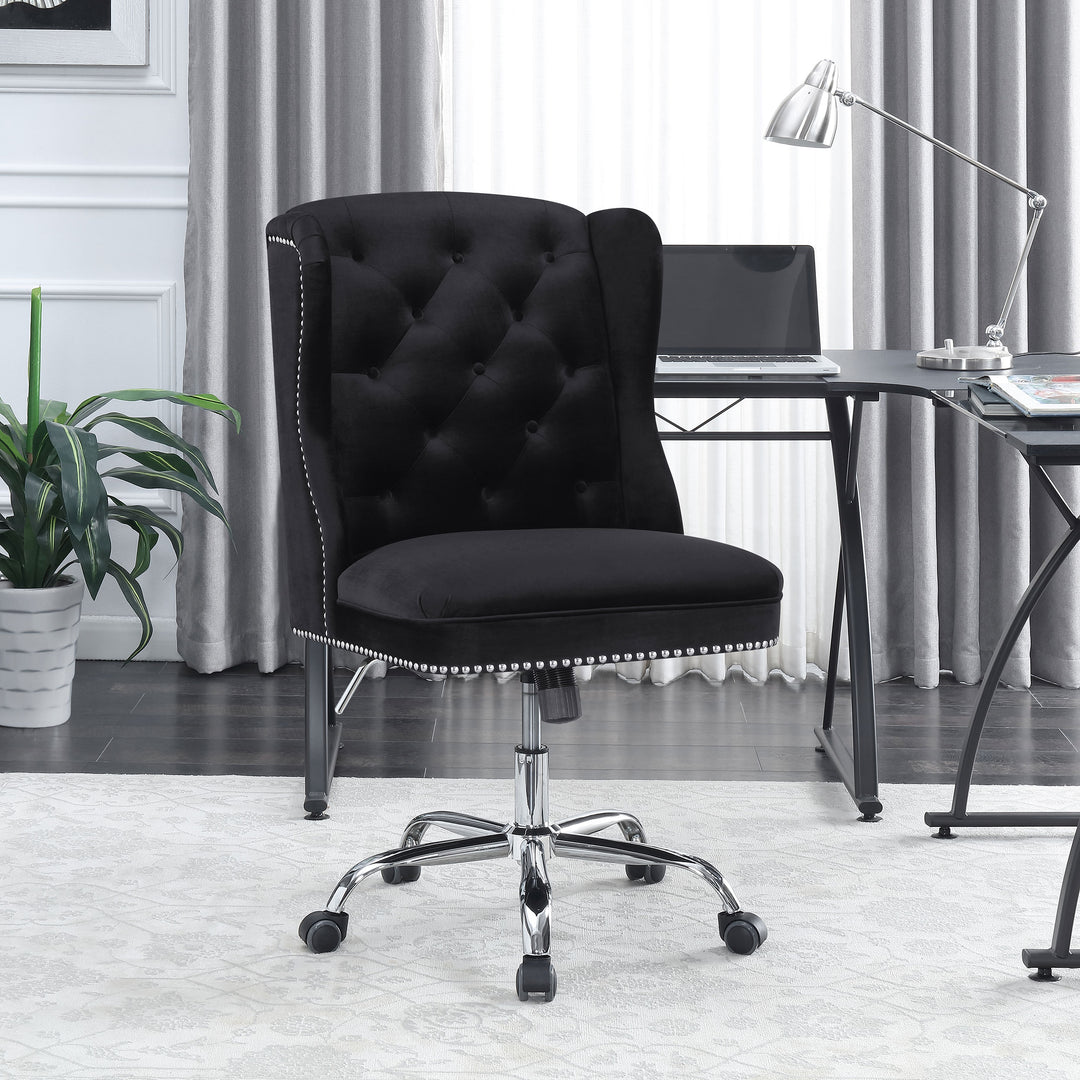 Julius Upholstered Tufted Office Chair Black and Chrome