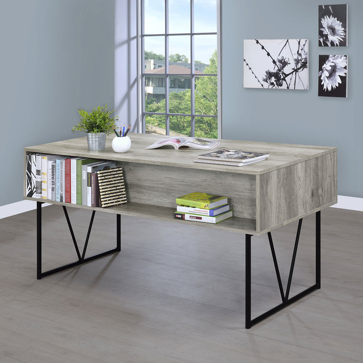 Analiese 4-drawer Writing Desk Grey Driftwood