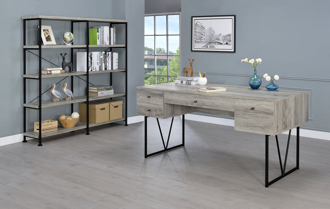 Analiese 4-drawer Writing Desk Grey Driftwood