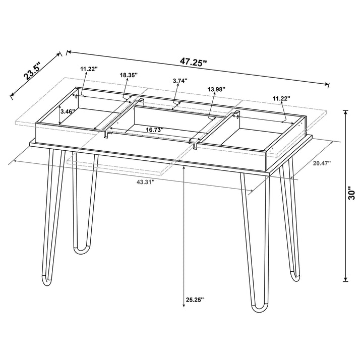 Sheeran Writing Desk with 4 Hidden Storages Rustic Amber