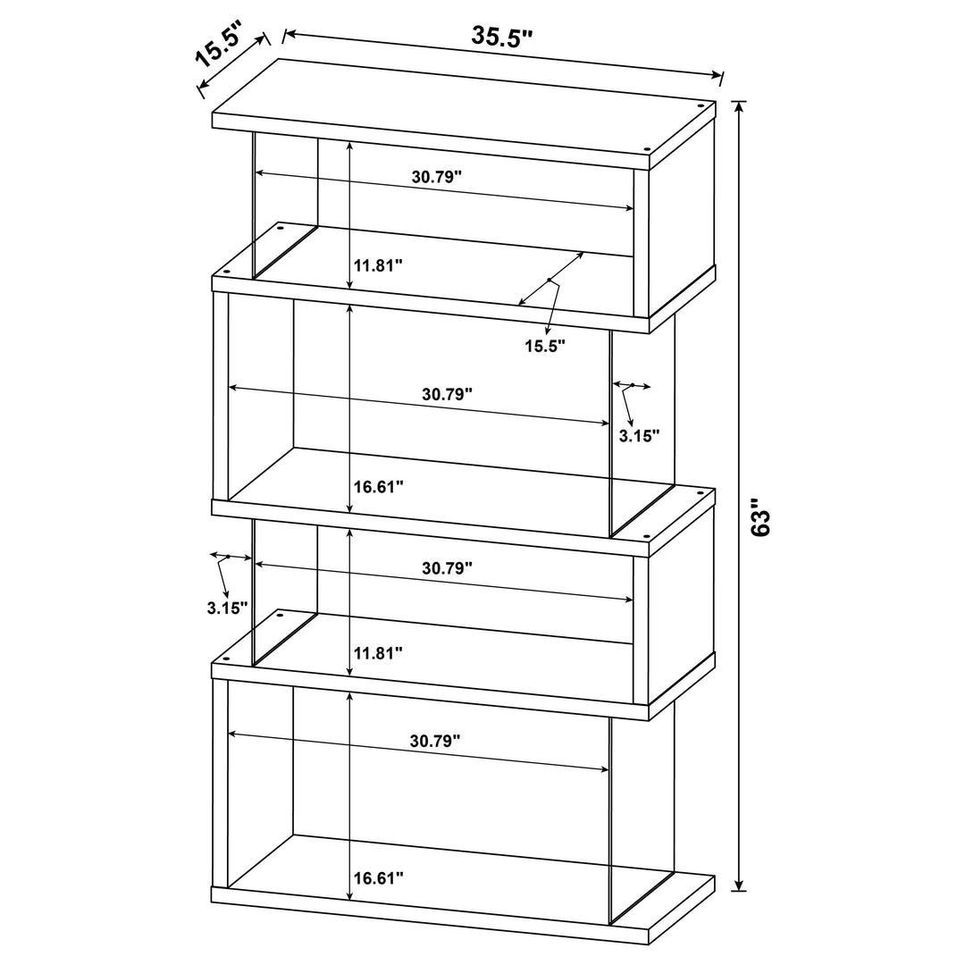 Emelle 4-shelf Bookcase with Glass Panels