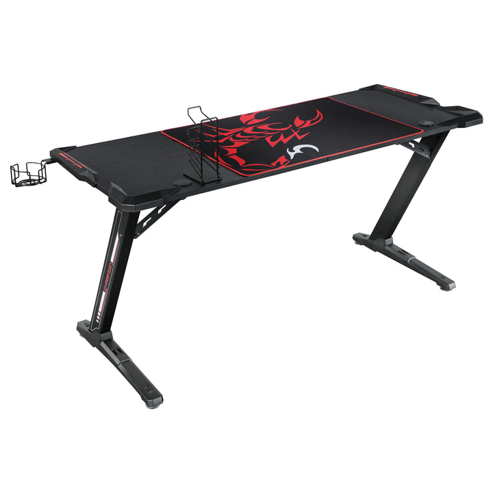 Brocton Metal Z-shaped Gaming Desk Black