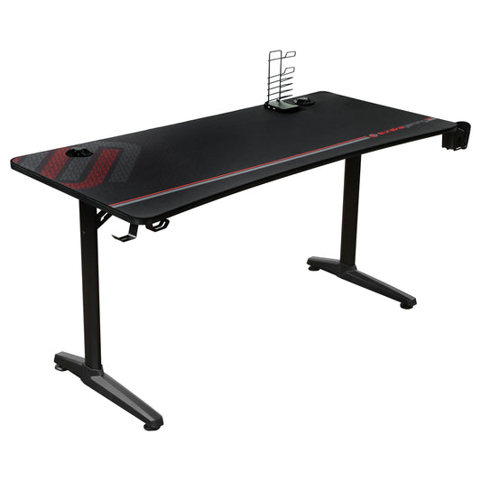 Tarnov Rectangular Metal Gaming Desk with USB Ports Black