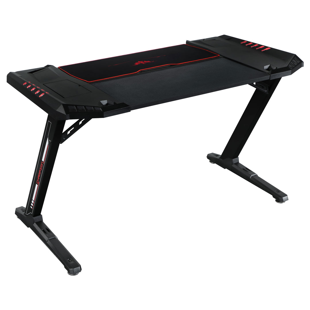 Ardsley Z-framed Gaming Desk with LED Lighting Black