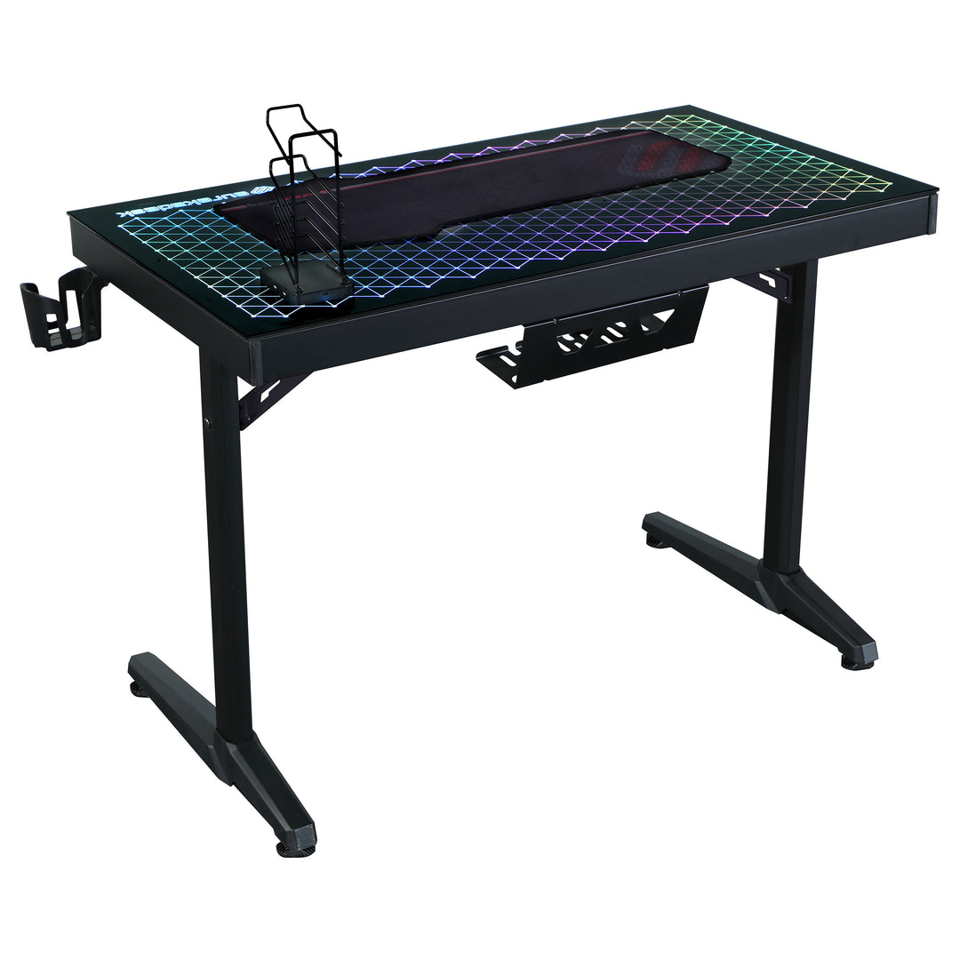 Avoca Tempered Glass Top Gaming Desk Black