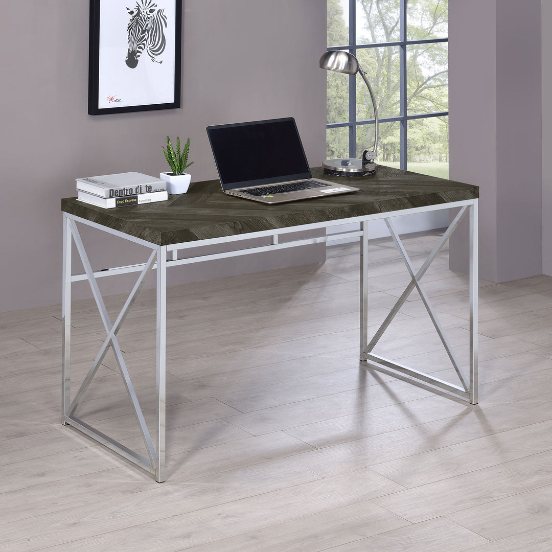 Grimma Writing Desk Rustic Grey Herringbone