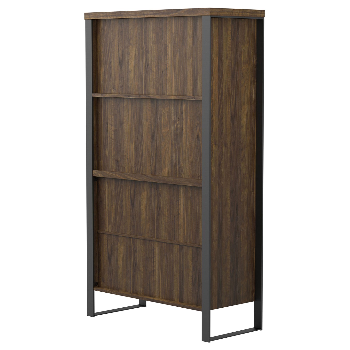 Pattinson 2-door Rectangular Bookcase Aged Walnut and Gunmetal