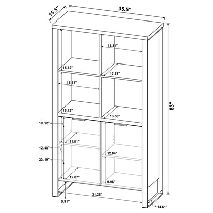 Pattinson 2-door Rectangular Bookcase Aged Walnut and Gunmetal