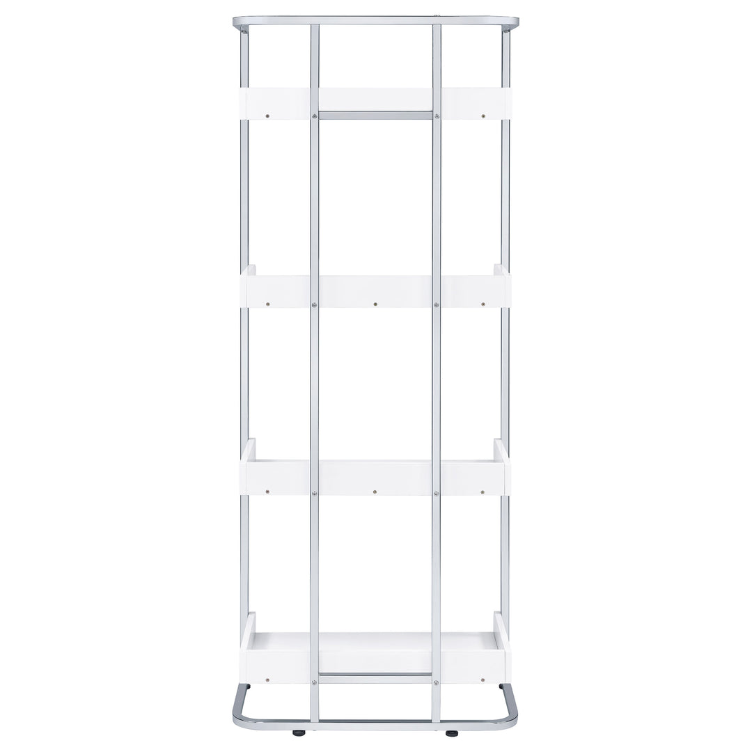 Ember 4-shelf Bookcase White High Gloss and Chrome