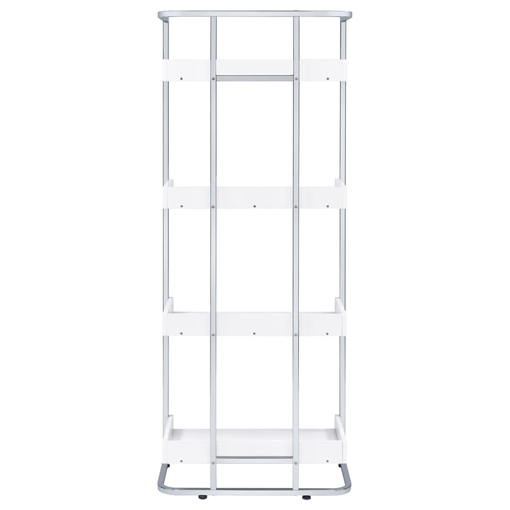 Ember 4-shelf Bookcase White High Gloss and Chrome