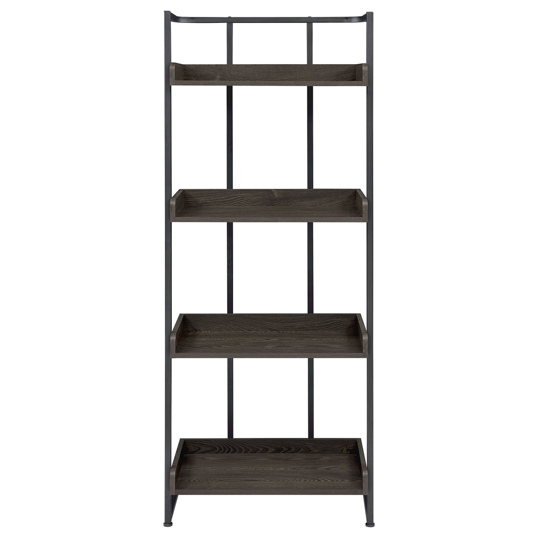 Ember 4-shelf Bookcase Dark Oak and Sandy Black