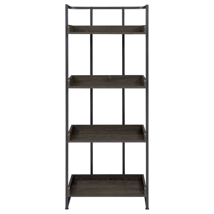 Ember 4-shelf Bookcase Dark Oak and Sandy Black