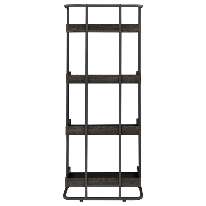 Ember 4-shelf Bookcase Dark Oak and Sandy Black