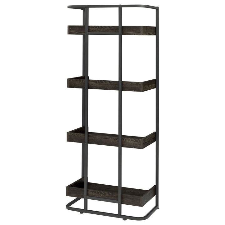 Ember 4-shelf Bookcase Dark Oak and Sandy Black