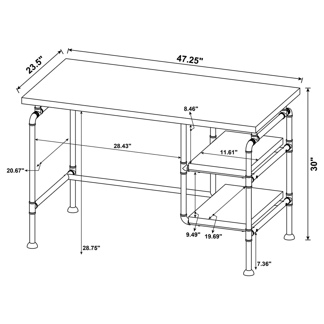 Delray 2-tier Open Shelving Writing Desk Grey Driftwood and Black