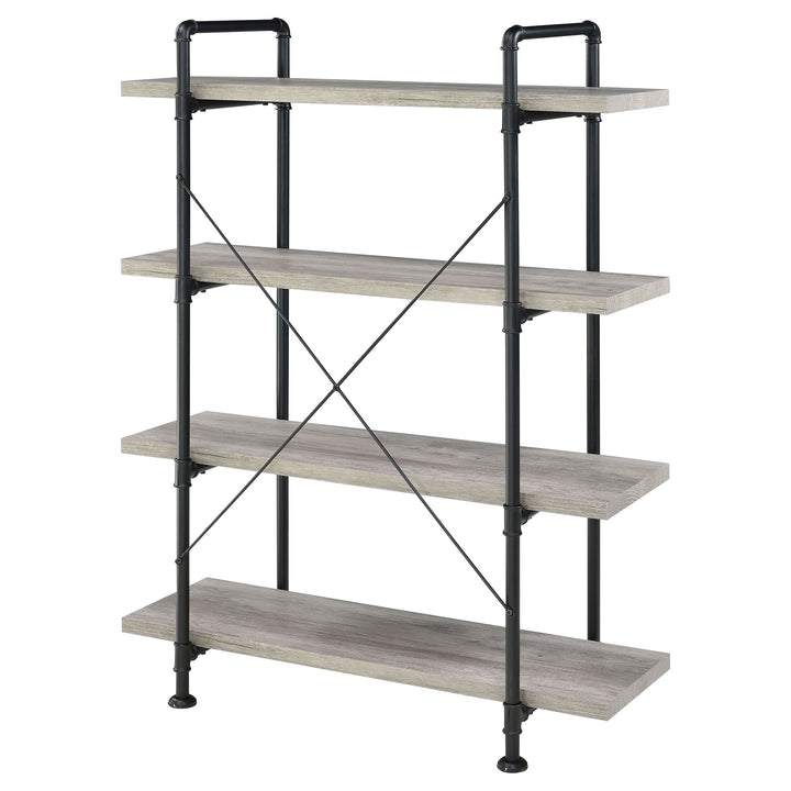 Delray 4-tier Open Shelving Bookcase Grey Driftwood and Black