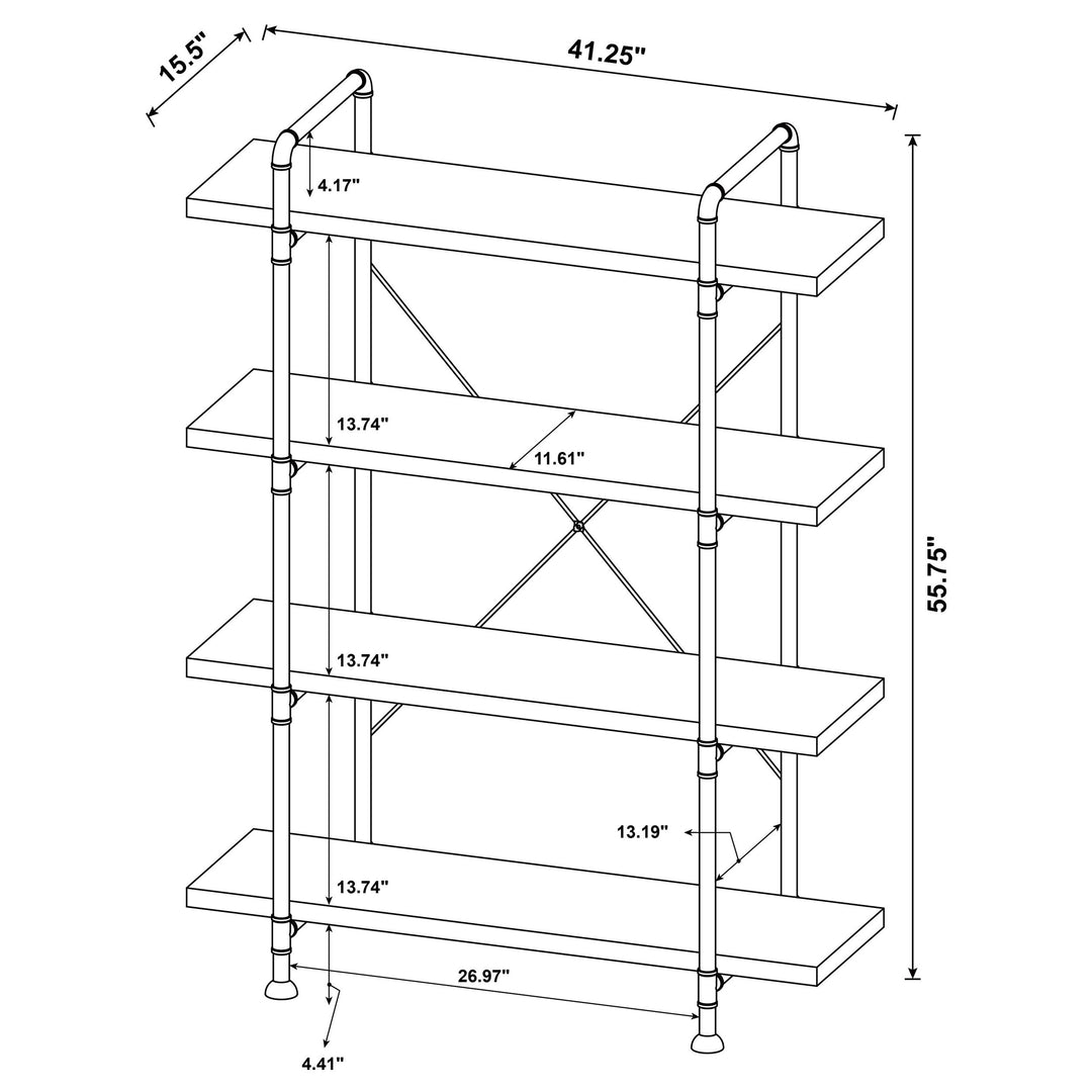 Delray 4-tier Open Shelving Bookcase Grey Driftwood and Black