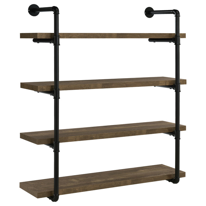 Elmcrest 40-inch Wall Shelf Black and Rustic Oak