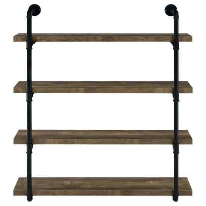 Elmcrest 40-inch Wall Shelf Black and Rustic Oak