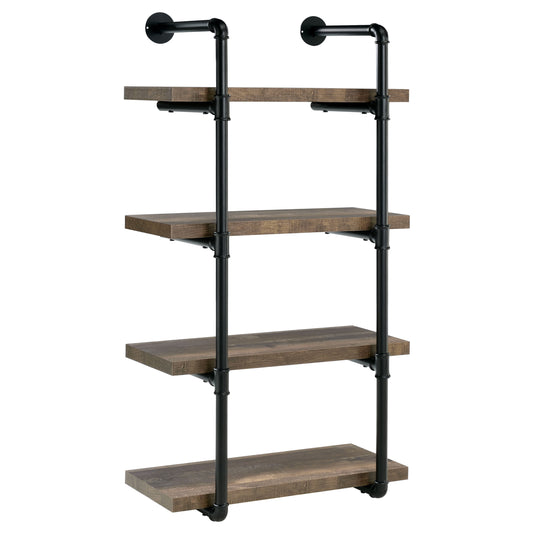 Elmcrest 24-inch Wall Shelf Black and Rustic Oak