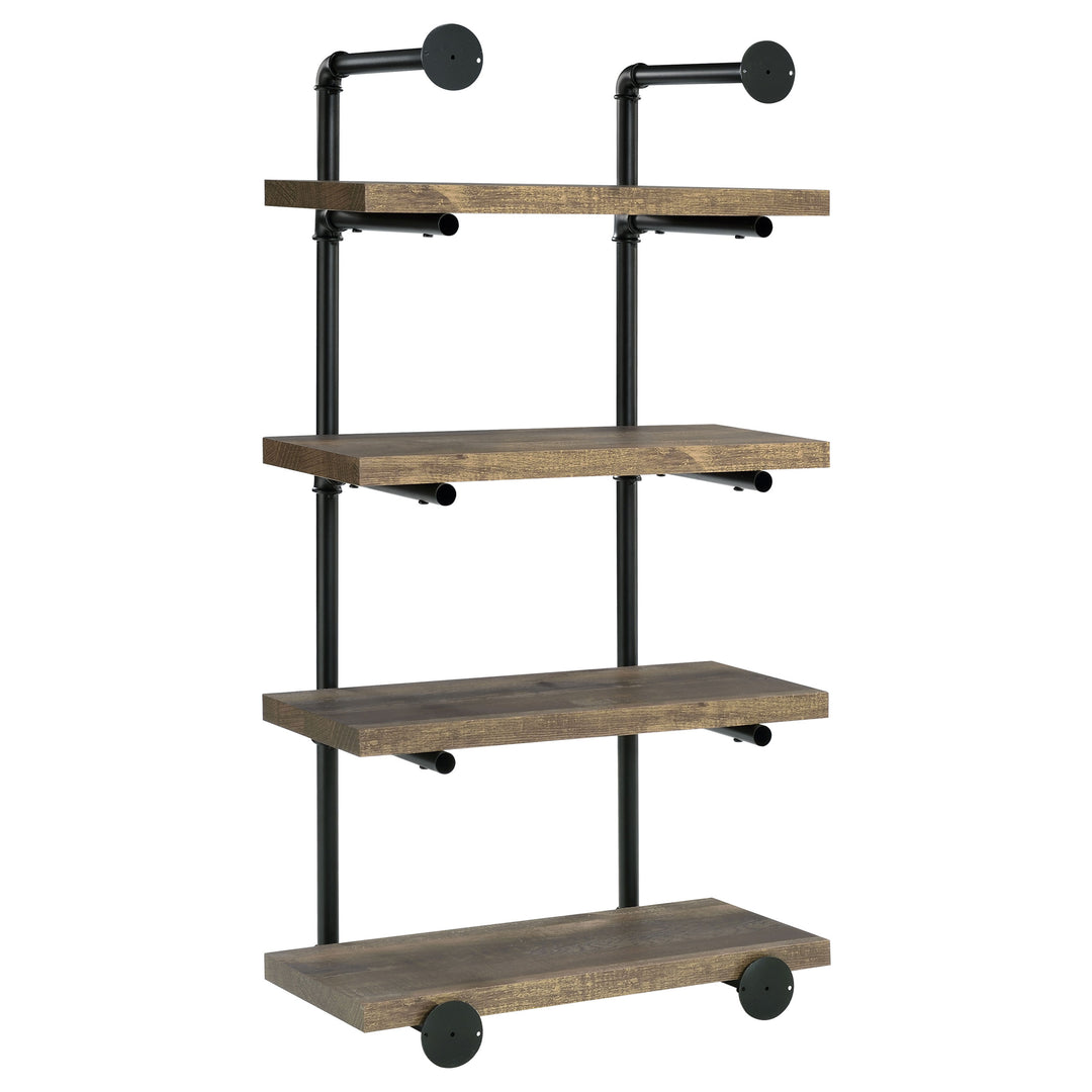 Elmcrest 24-inch Wall Shelf Black and Rustic Oak