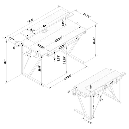 Wedalia Gaming Desk with Cup Holder Gunmetal