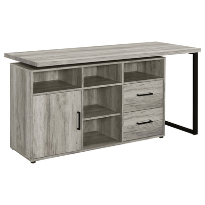 Hertford L-shape Office Desk with Storage Grey Driftwood