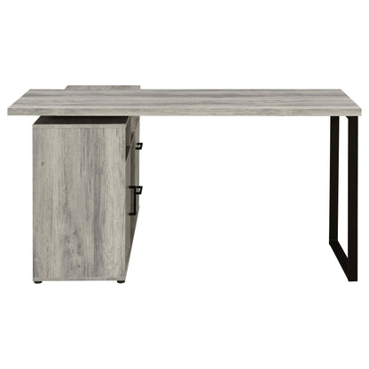 Hertford L-shape Office Desk with Storage Grey Driftwood