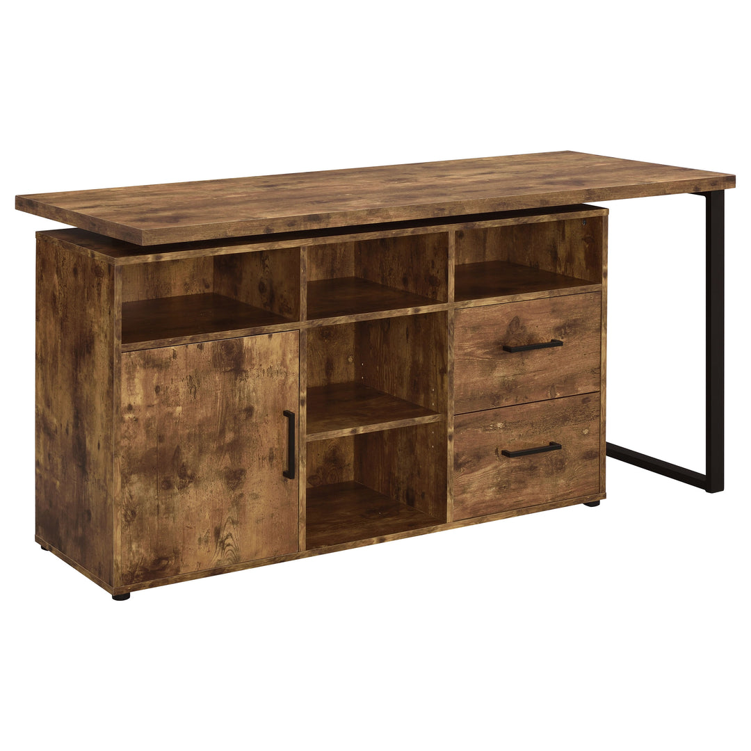 Hertford L-shape Office Desk with Storage Antique Nutmeg