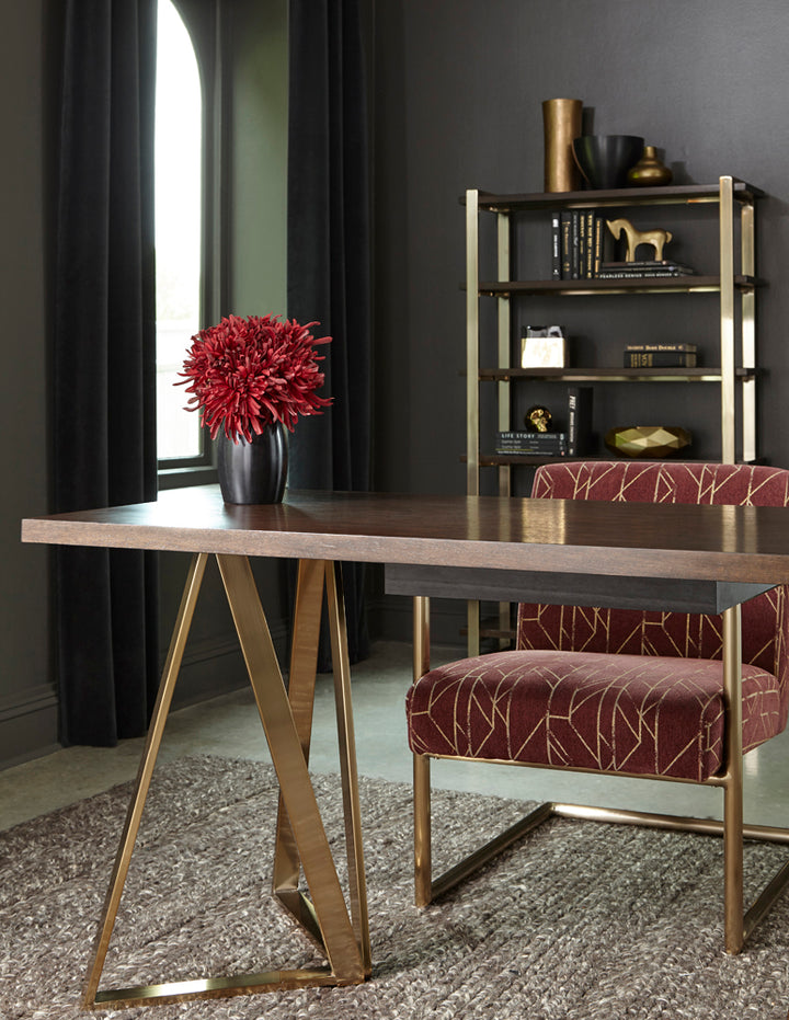 Seymour 5-tier Bookcase Walnut and Rose Brass