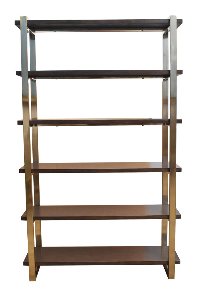 Seymour 5-tier Bookcase Walnut and Rose Brass