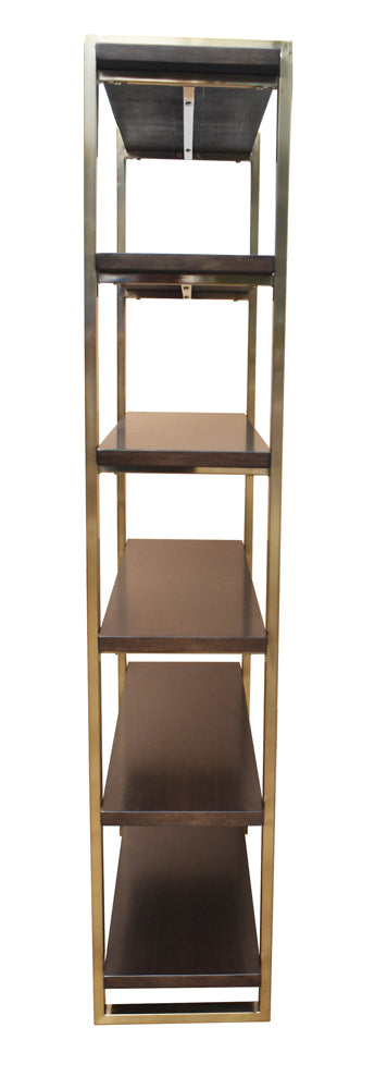 Seymour 5-tier Bookcase Walnut and Rose Brass