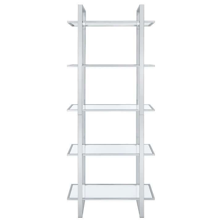 Hartford Glass Shelf Bookcase Chrome