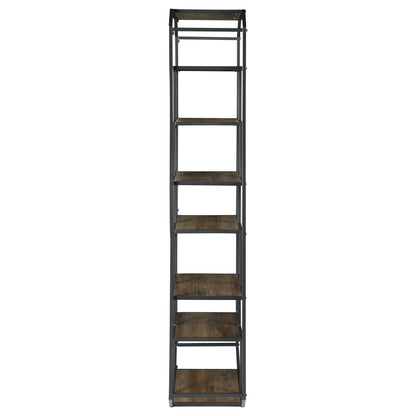 Leland 6-shelf Bookcase Rustic Brown and Dark Grey