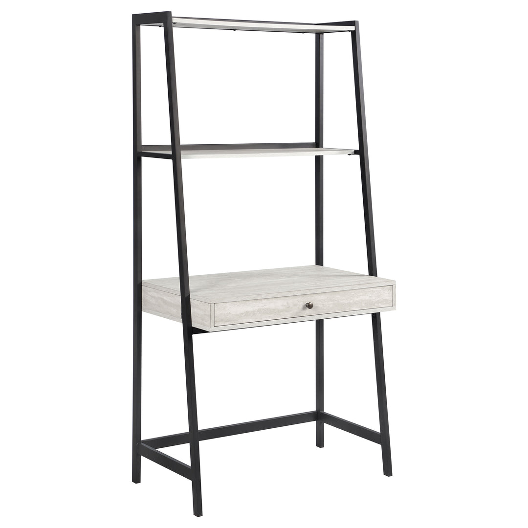 Pinckard 1-drawer Ladder Desk Grey Stone and Black